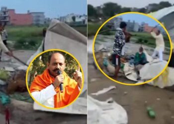 ग़ाज़ियाबाद: बांग्लादेशी बताकर हिंदू रक्षा दल के लोगों ने किया हमला, तोड़ी झुग्गी-झोपड़ियां।