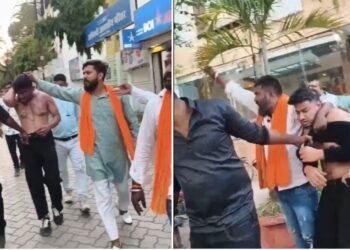 भोपाल: बजरंग दल की गुंडागर्दी, होटल में ठहरे कपल्स के साथ मारपीट; युवक को सड़क पर निर्वस्त्र घुमाया, चेहरे पर स्याही और गोबर पोता।